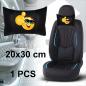 Preview: Auto Nackenkissen 20x30cm Nackenpolster Leder Schwarz mit Druck Design Smiley